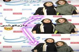 شیطنت ویشکا آسایش در زمان عکس گرفتن با طناز طباطبایی بخاطر قد بلندش! عکس