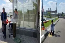 تصویری زیبا از نماز خواندن هواداران ایرانی در روسیه