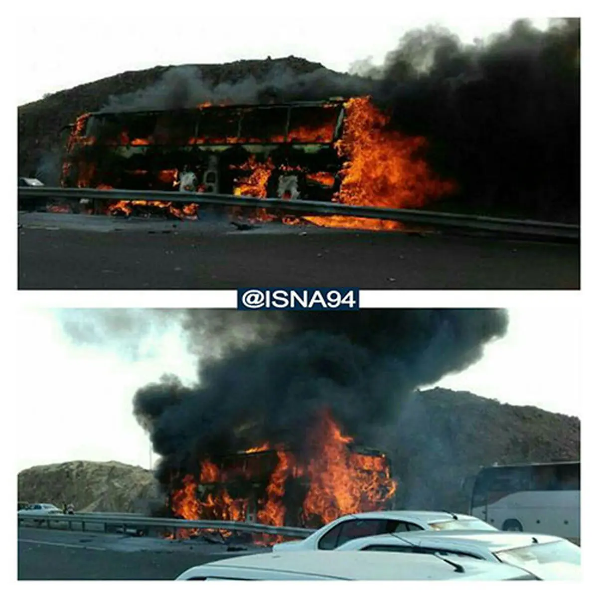 مرگ دلخراش کمک راننده در آتش اتوبوس +عکس