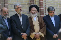 حدادعادل و جنتی در مراسم تشییع پیکر حمید سبزواری/ عکس