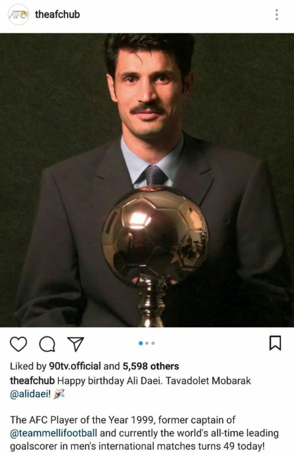 تبریک AFC به مناسبت تولد علی دایی با تاخیر موجه + عکس