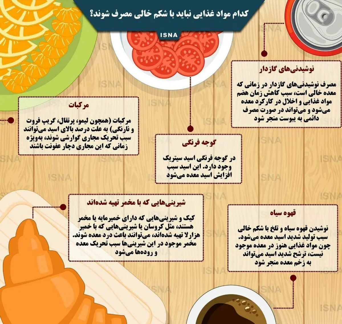 کدام مواد غذایی نباید با شکم خالی مصرف شوند؟ + اینفوگرافی