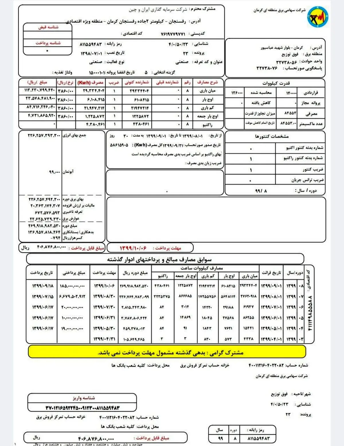 قبض برق ۴۰میلیاردی ماینر شرکت ایران و چین
