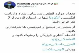 خبر ترسناک جهانپور درباره کرونای انگلیسی در ایران + توئیت