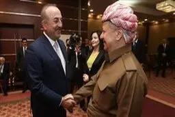 دیدار چاووش‌اوغلو با مسعود بارزانی در اربیل