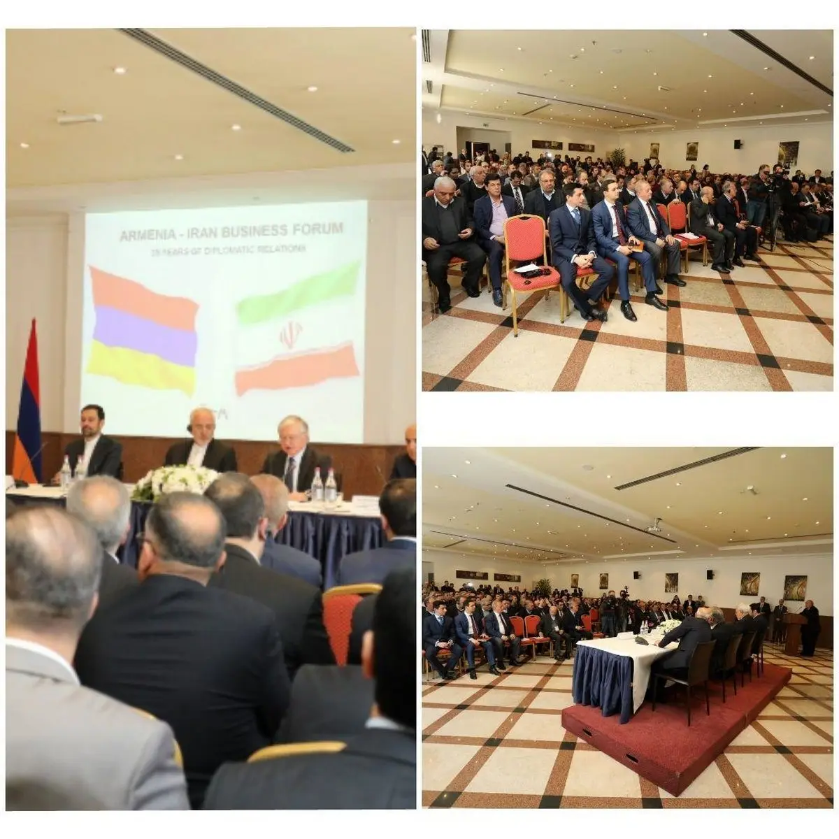 حضور ظریف در همایش تجاری ارمنستان/ عکس