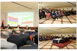 حضور ظریف در همایش تجاری ارمنستان/ عکس