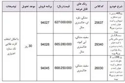 آغاز برنامه فروش فوری سه مدل خودرو + جدول و جزئیات
