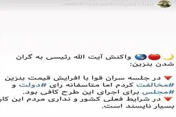 واکنش آیت الله رئیسی به گران شدن بنزین + توئیت