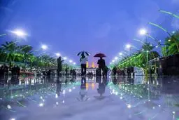 تصاویری زیبا از آسمان بارانی کربلا/ تصاویر
