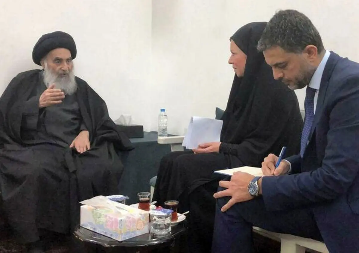 دیدار نماینده سازمان ملل با آیت‌الله سیستانی/ عکس