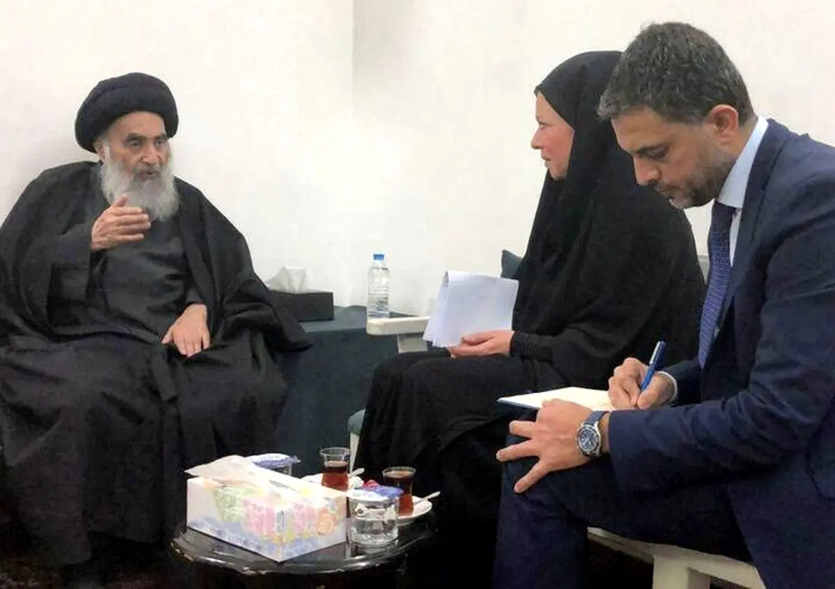 دیدار نماینده سازمان ملل با آیت‌الله سیستانی/ عکس