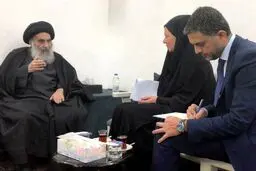 دیدار نماینده سازمان ملل با آیت‌الله سیستانی/ عکس