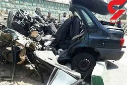 له شدن راننده پراید در خودروی مچاله شده +عکس