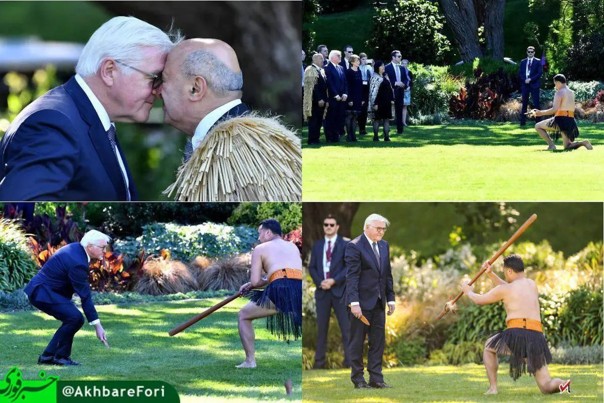 استقبال عجیب از رییس جمهور آلمان در نیوزیلند به سبک ادم‌خوارها/عکس