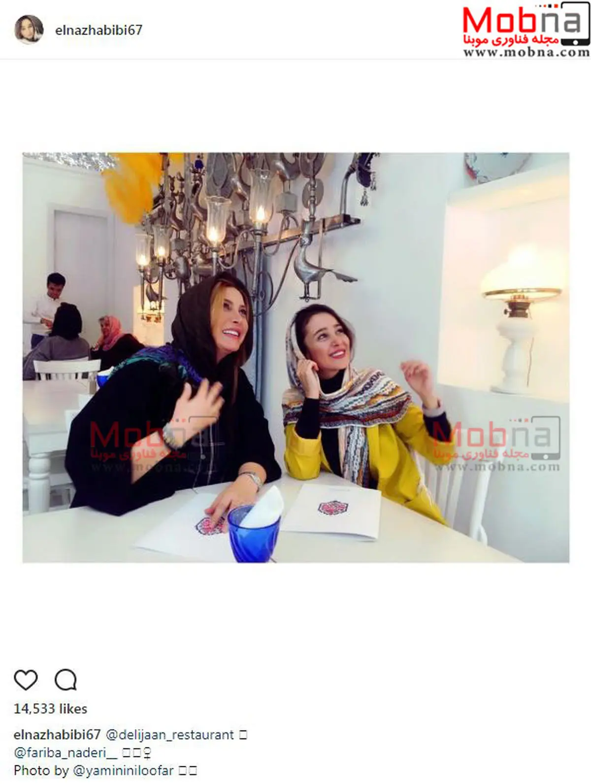 تیپ و ژست الناز حبیبی و فریبا نادری در رستوران فریبا نادری!/ عکس