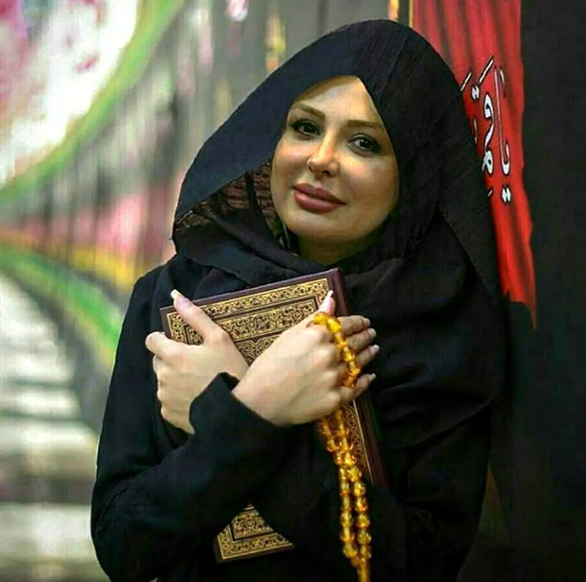 نیوشاضیغمی با پوشش متفاوت عزاداری/عکس