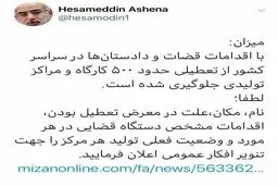 توئیتر / درخواست حسام الدین آشنا از قوه قضاییه