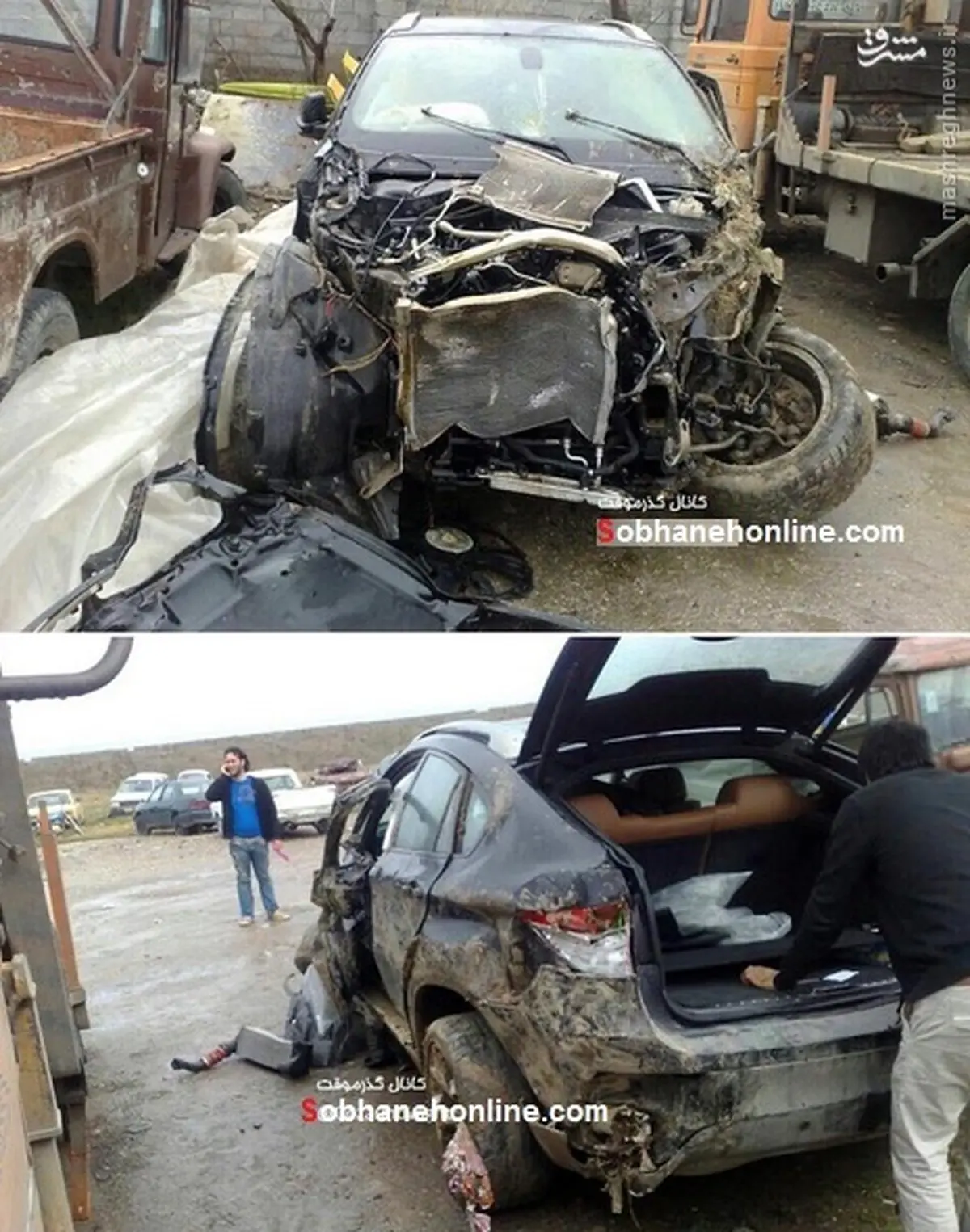 تصادف شدید BMW X6 در ایران/ عکس