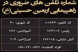 شماره تلفن‌های ضروری در راهپیمایی اربعین / عکس