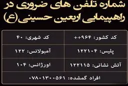 شماره تلفن‌های ضروری در راهپیمایی اربعین / عکس