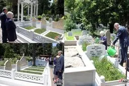 اردوغان بر سر مزار پدرش و مادرش/عکس