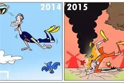 وقتی فان پرسی با سر سقوط کرد+کاریکاتور