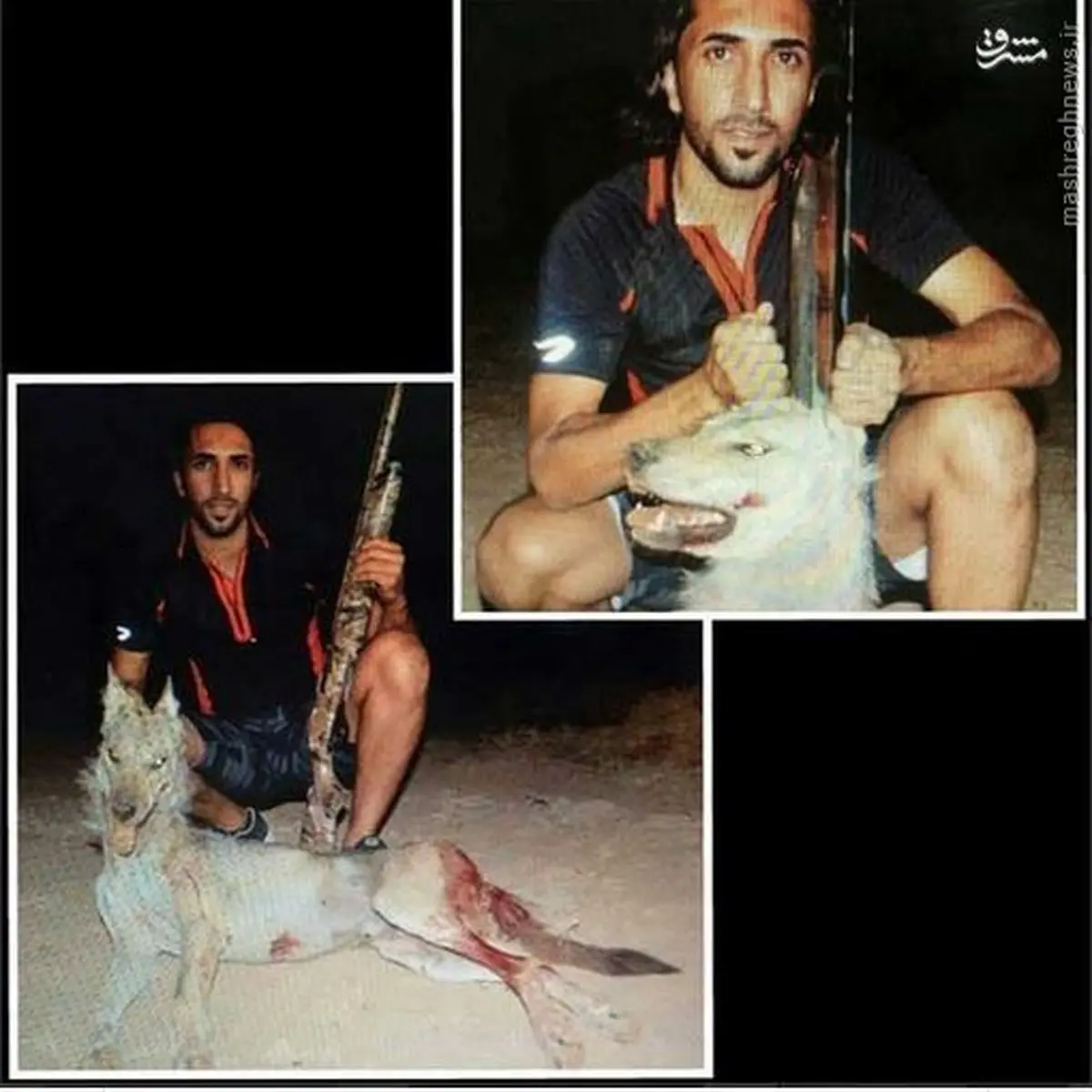 جاسم کرار پس از شکار گرگ/ عکس