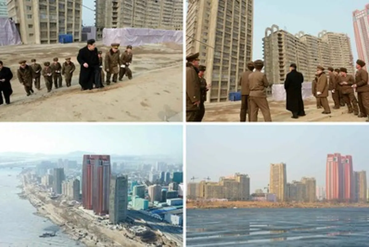 تصاویر بازدید رهبر کره‌شمالی از یک پروژه ساختمانی عظیم