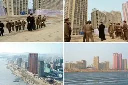 تصاویر بازدید رهبر کره‌شمالی از یک پروژه ساختمانی عظیم