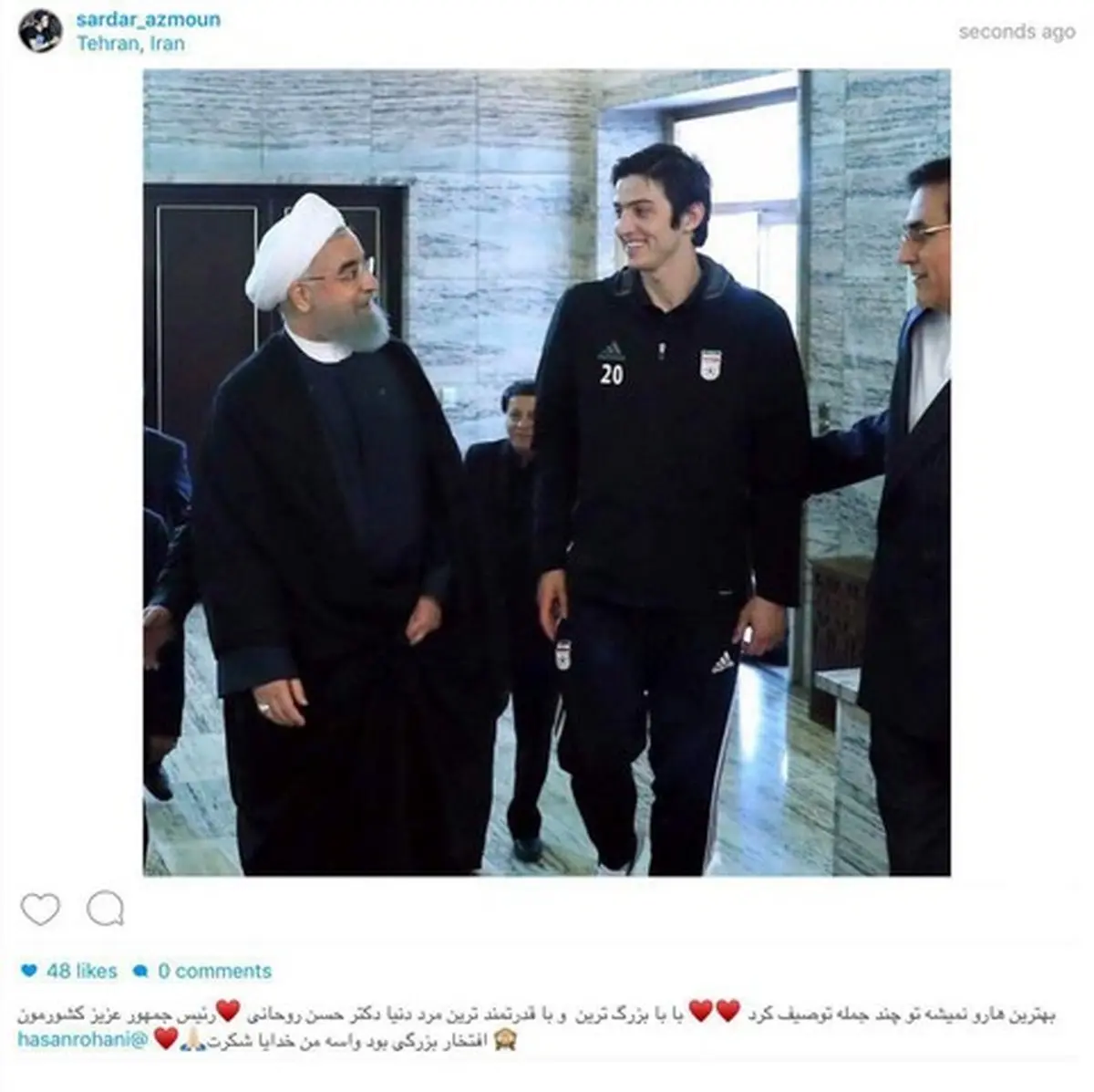 پست اينستاگرامى سردار آزمون بعد از ديدار امروز با روحانى/عکس