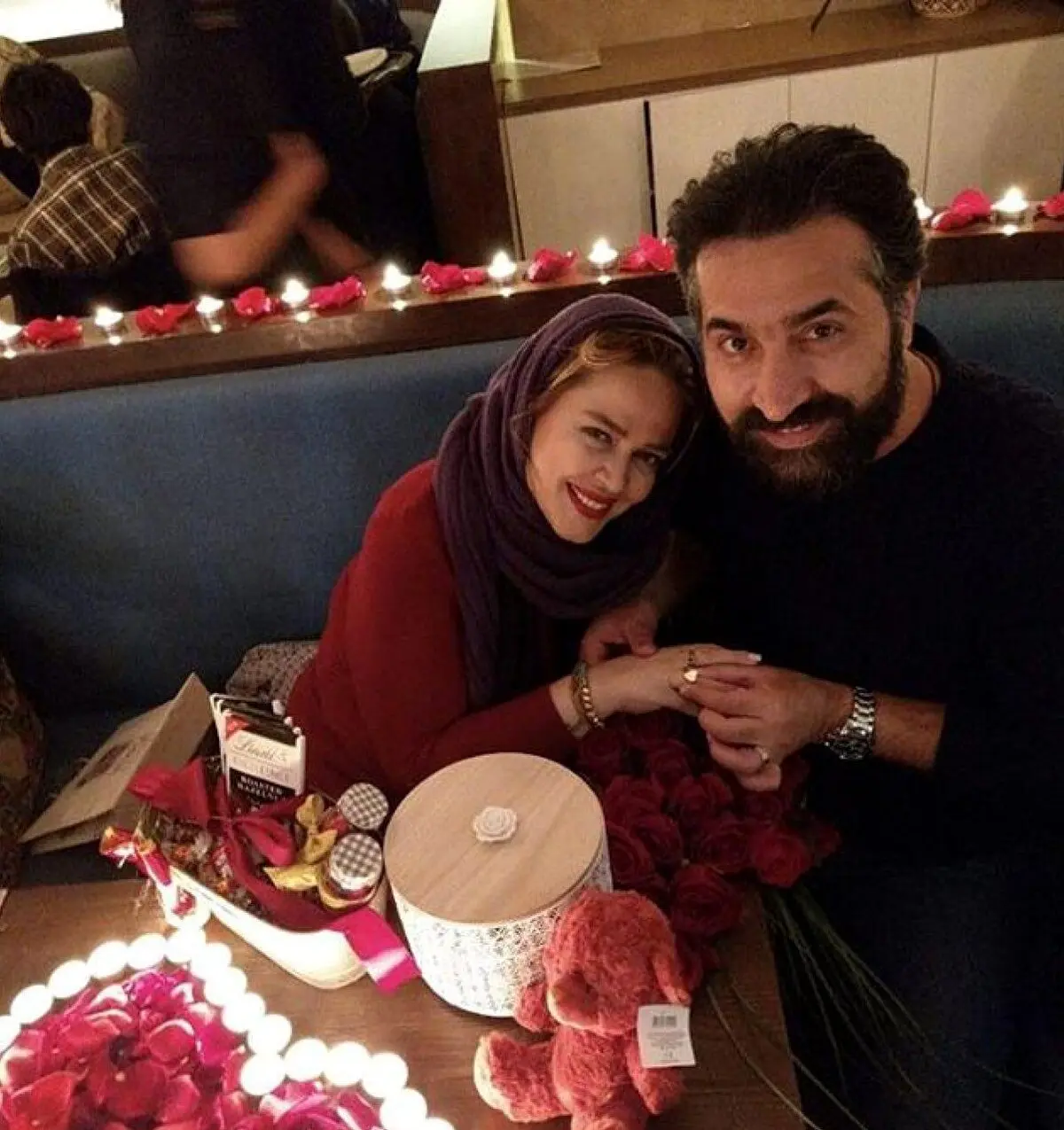 عکس عاشقانه بهاره رهنما و همسرش در شب ولنتاين