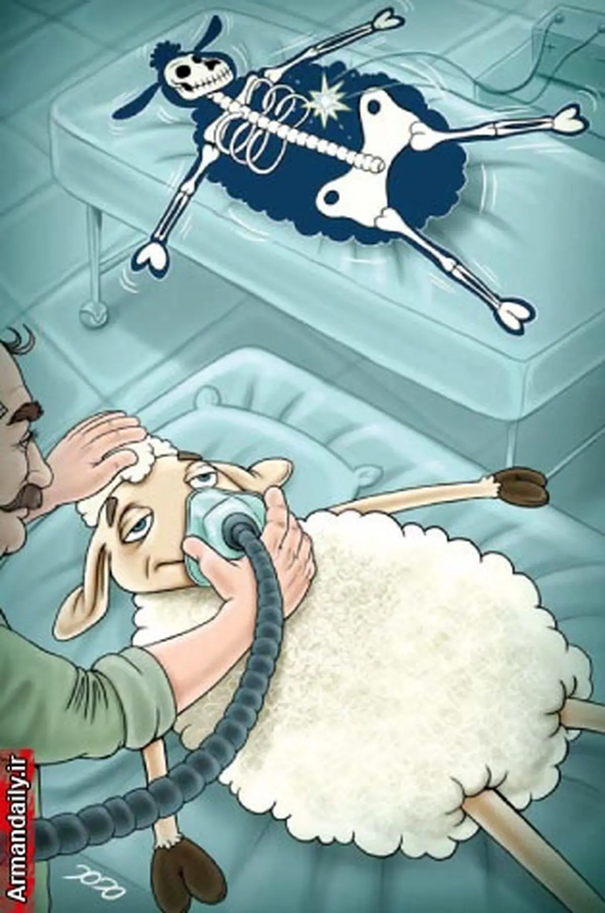 شیوه جدید ذبح گوسفند!/کاریکاتور