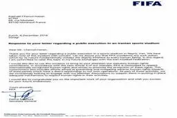 پیشنهاد تحریم فوتبال ایران به بهانه‌ی اعدام در ورزشگاه‌ها + نامه فیفا