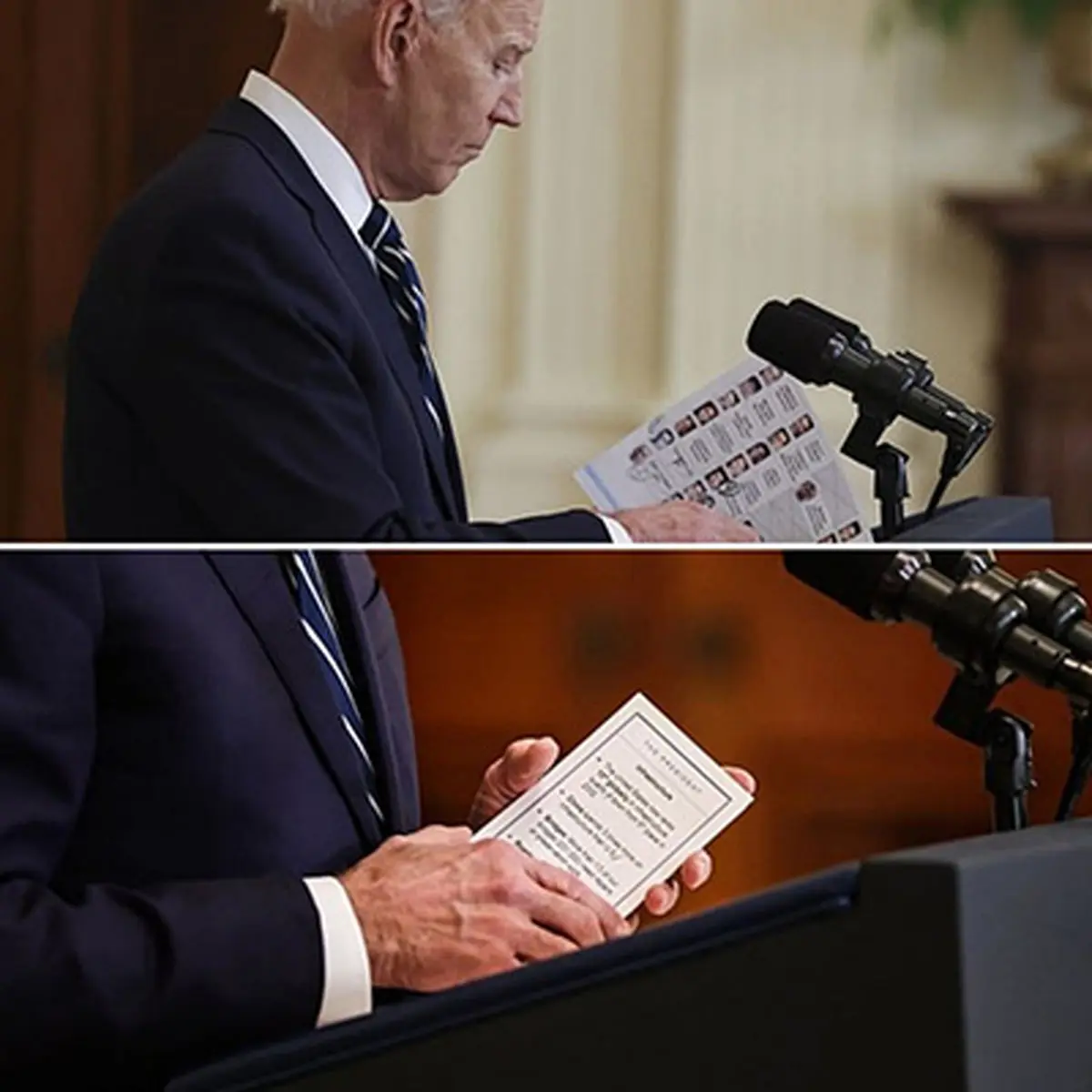 عکس لو رفته از ورقه‌های تقلب جو بایدن!