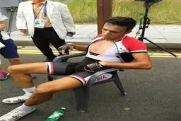 برخورد شدید دوچرخه‌سواران در مسیر پیست و چرت زدن مامور هنگام برگزاری مسابقه! +عکس