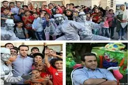 علی کریمی در کنار کودکان مبتلا به بیماری/عکس