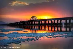 تصویری از غروب غم‌انگیز و تماشایی دریاچه ارومیه