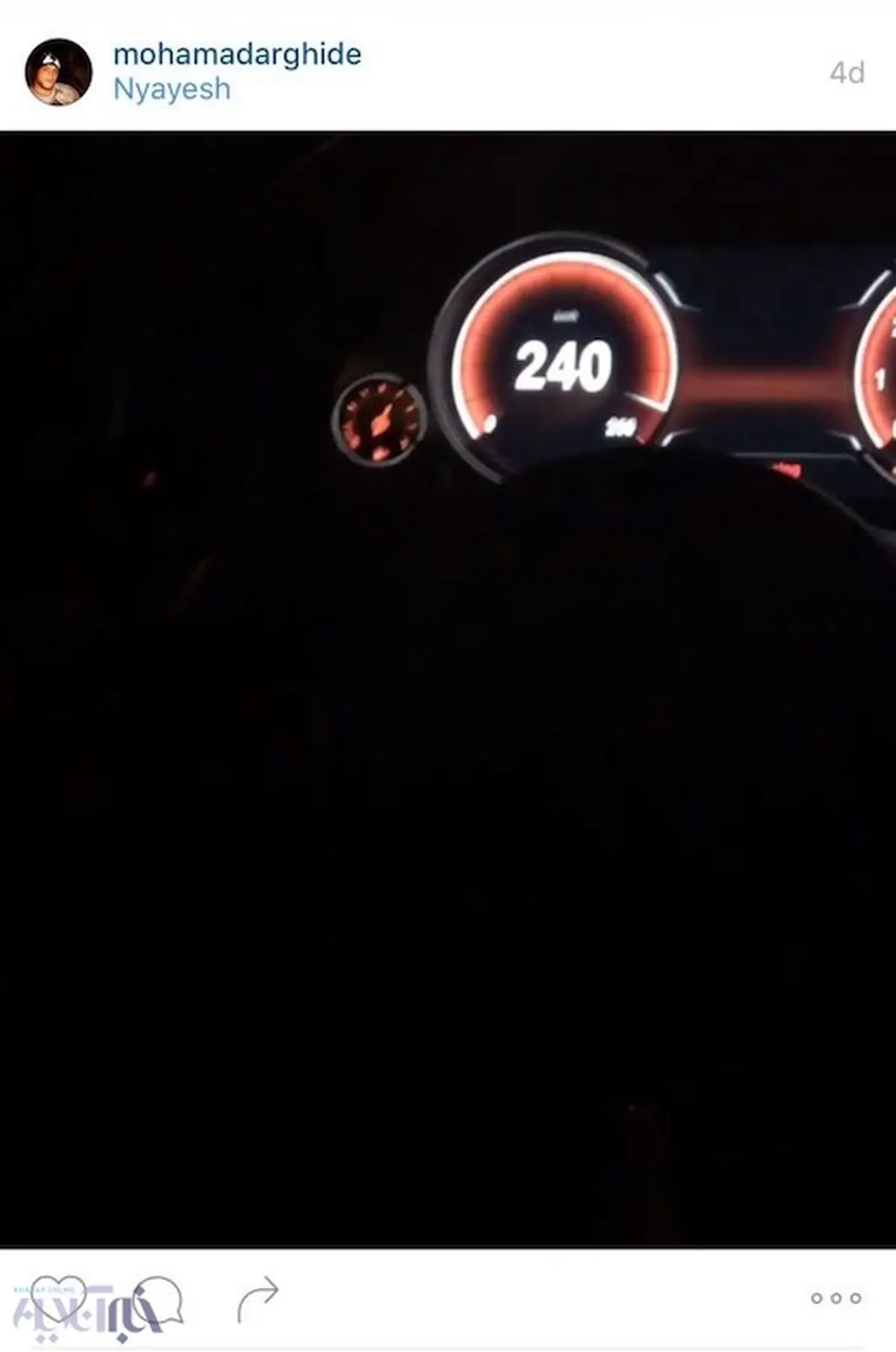 تصویر اینستاگرام راننده BMW از سرعت‌خودرو ۳روز پیش از تصادف هولناک در بزرگراه نیایش