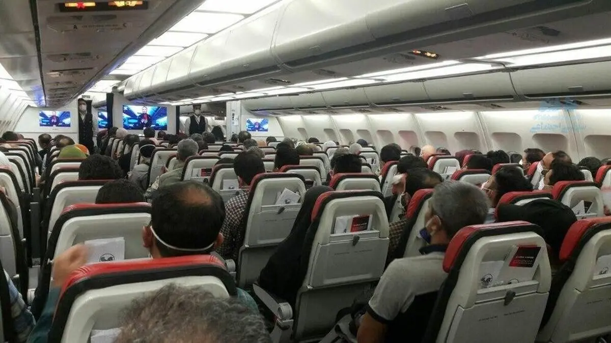 عکس دلهره آور از یک پرواز داخلی در دل بحران کرونا!