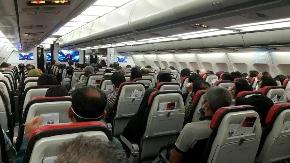 عکس دلهره آور از یک پرواز داخلی در دل بحران کرونا!