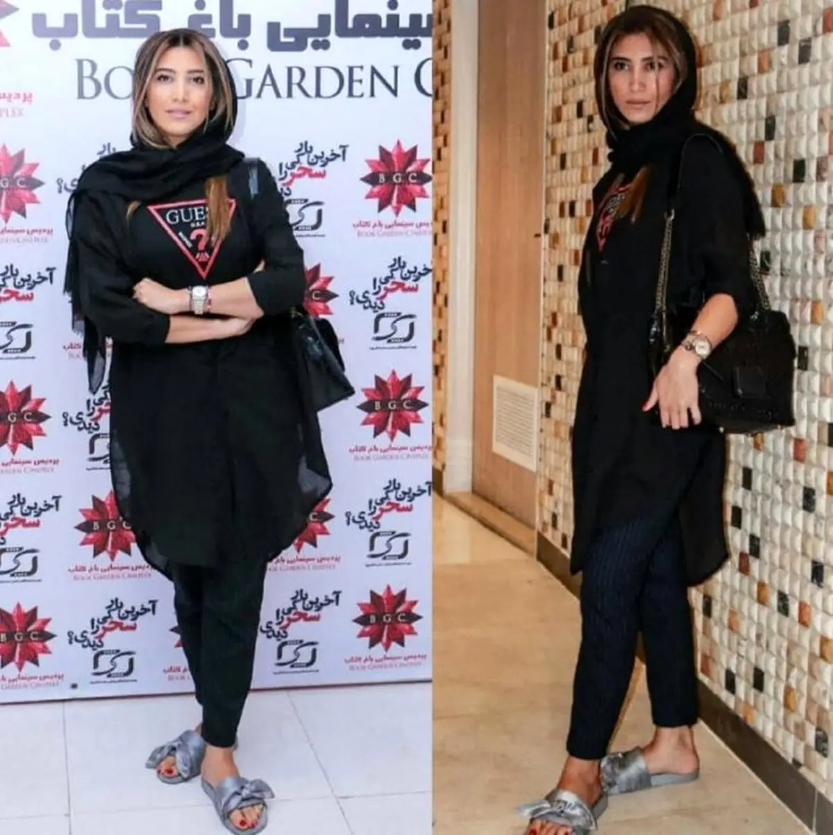 خانم بازیگر ایرانی با دمپایی در مراسم رسمی! / عکس