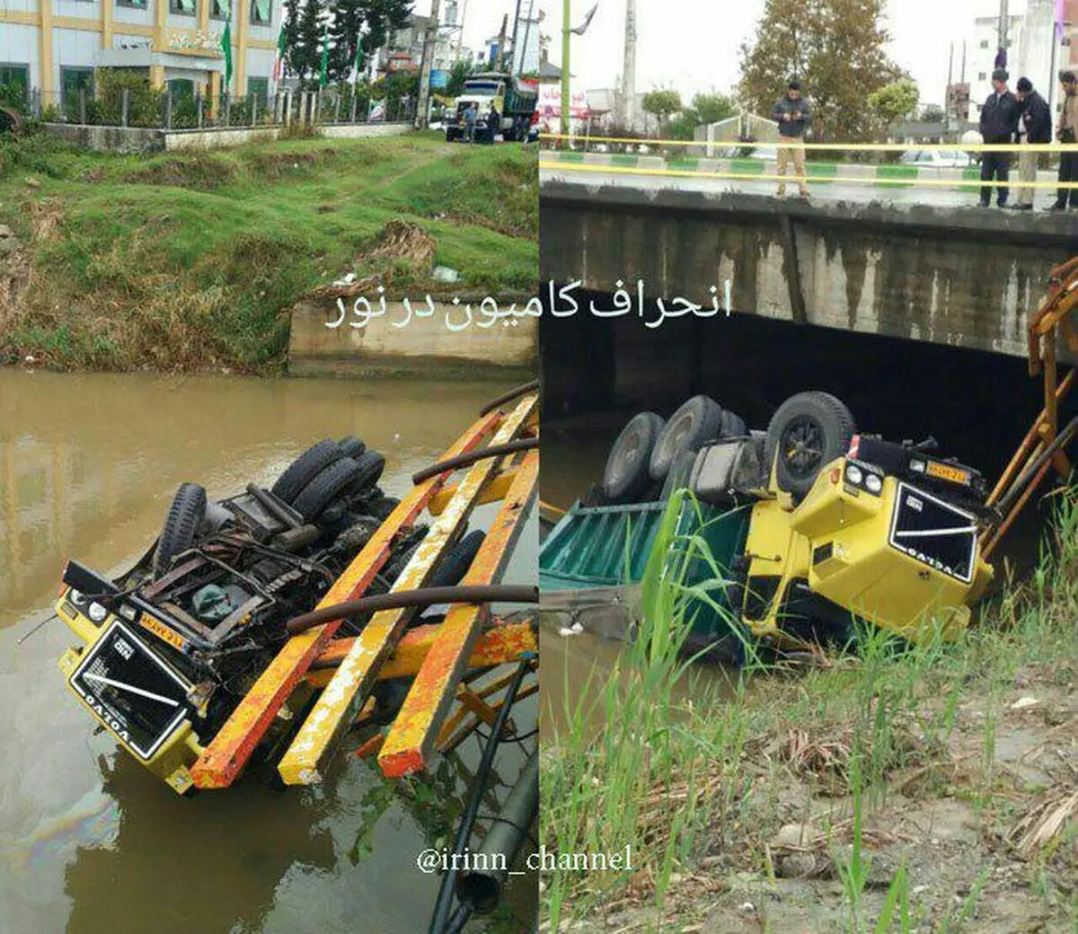 سقوط یک کامیون به رودخانه در مازندران/عکس