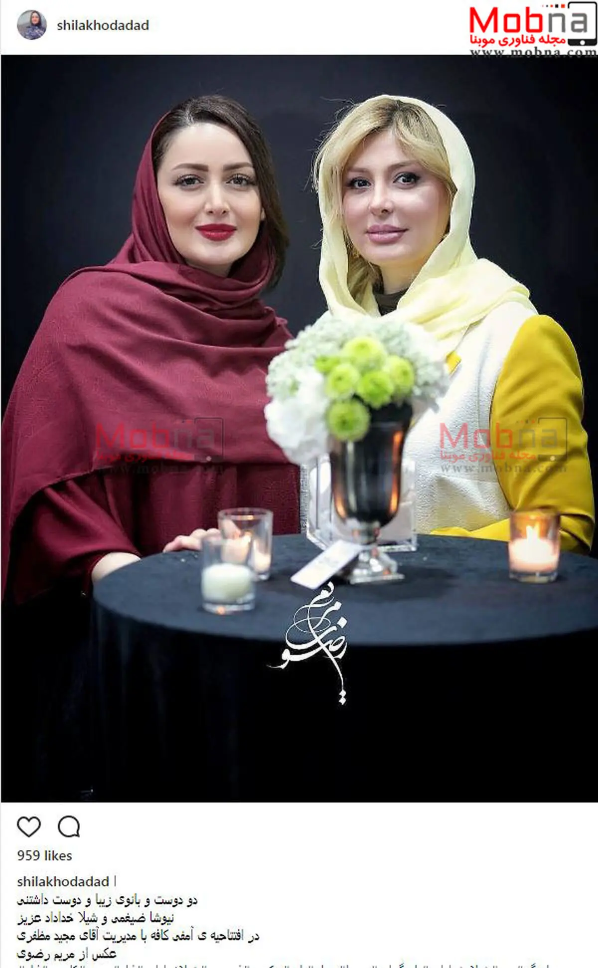 پوشش و میکاپ جالب شیلا خداداد به همراه نیوشا ضیغمی در یک افتتاحیه / عکس