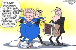 هیلاری کنار کشید؟!/ کاریکاتور