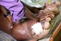 این مرد پاهایش مثل پای فیل است! / تصاویر