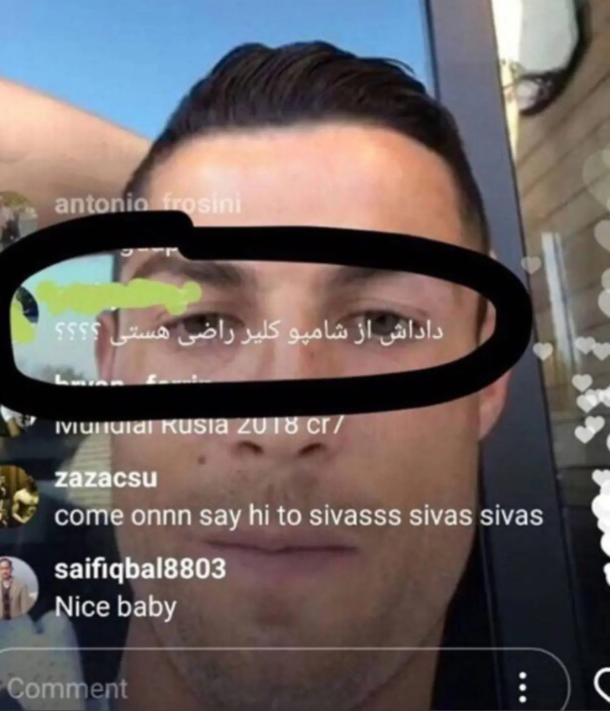 کامنت هموطن ایرانی در لایو رونالدو/عکس