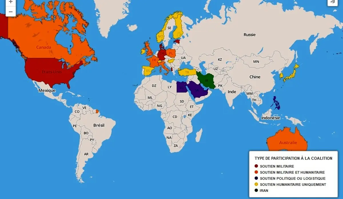 نقشه جغرافیایی ائتلاف ضد داعش/عکس