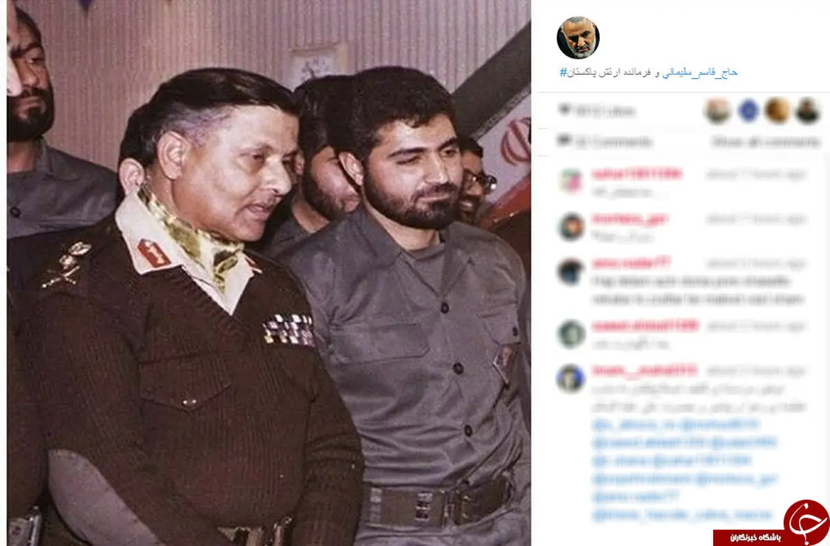 سردار سلیمانی در کنار فرمانده ارتش پاکستان + عکس
