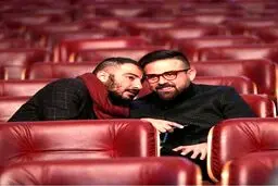 تصویری از تیپ هومن سیدی و نوید محمدزاده در جشنواره فیلم فجر